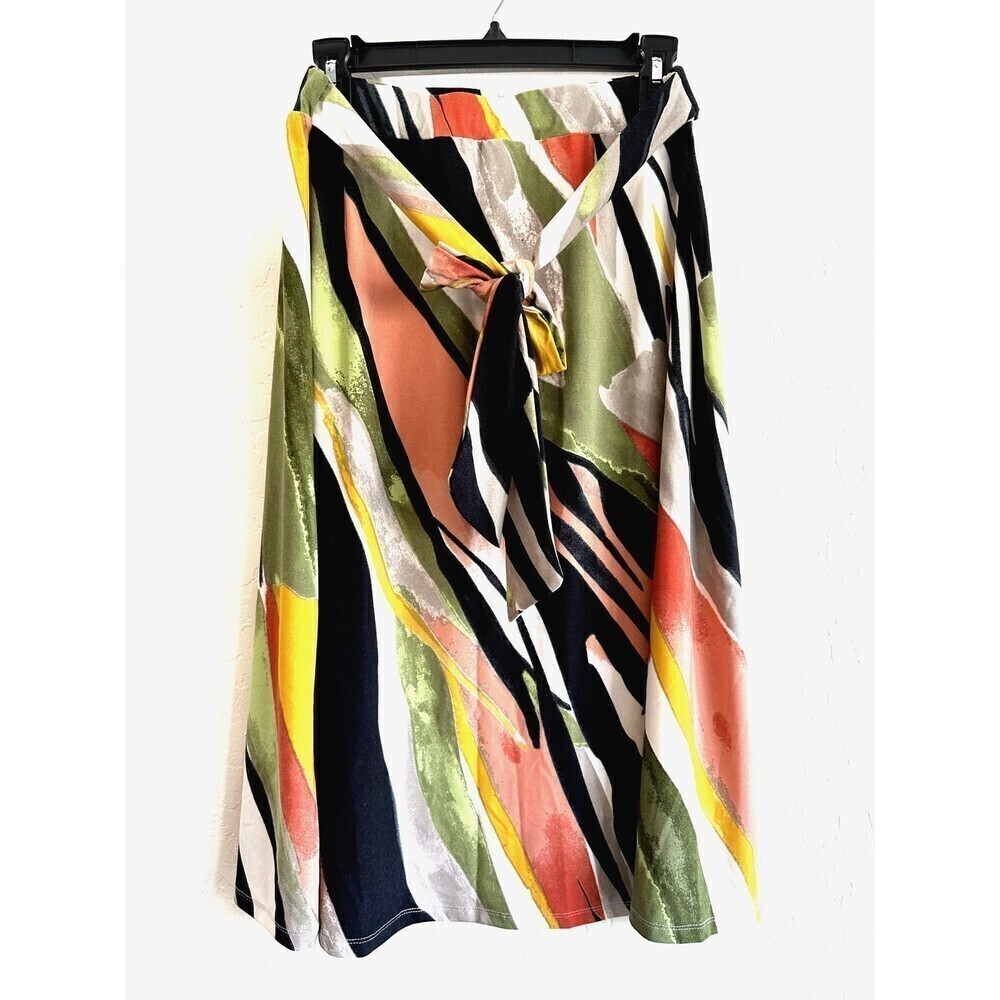 Melissa Paige Abstract Knee Length Skirt Woman's Size M Tie‎ Waist Stretch